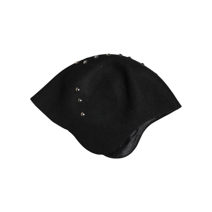 Dolce & Gabbana Black Wool Multicolor Embellished Cloche Hat