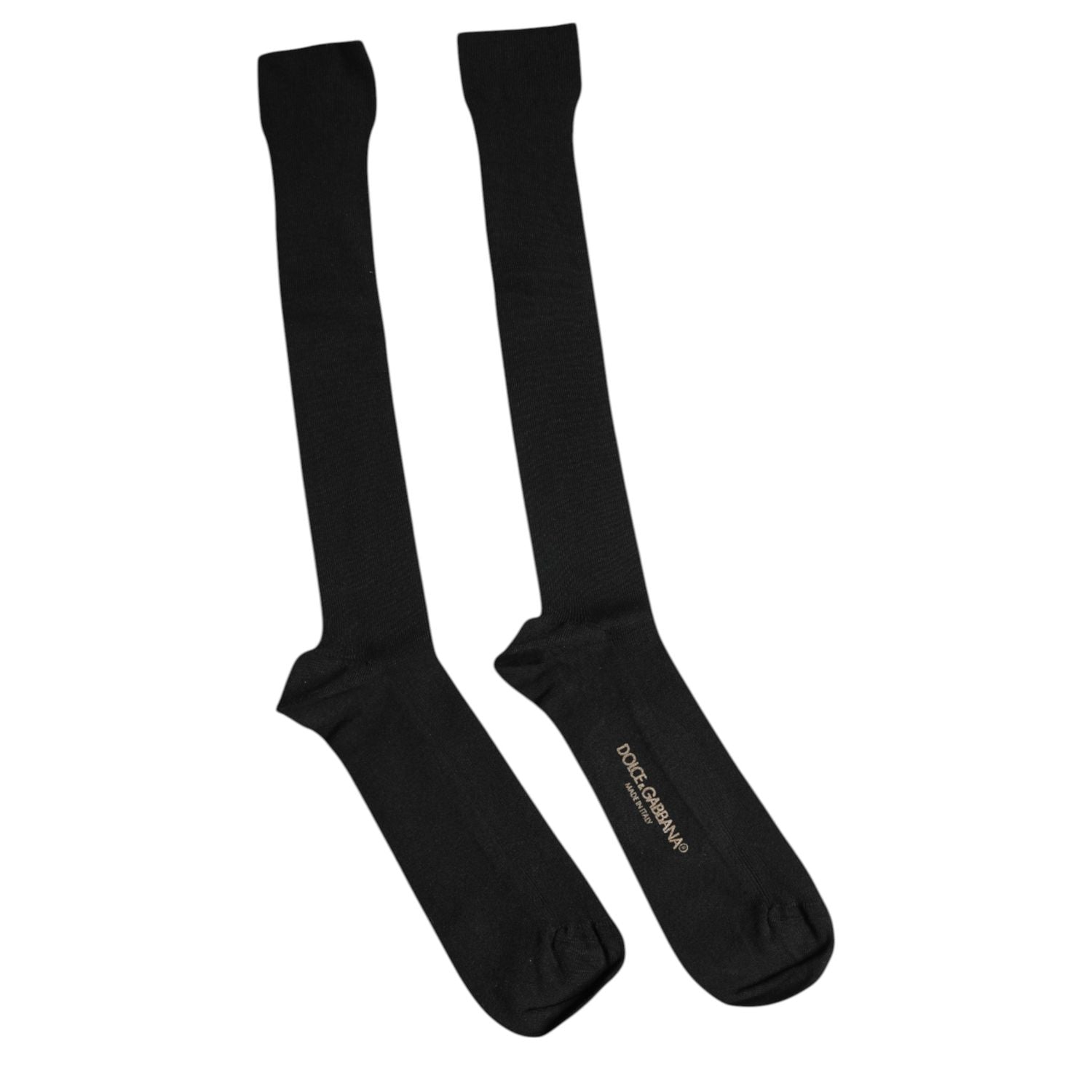 Dolce & Gabbana Black Viscose Logo Over The Calf Socks
