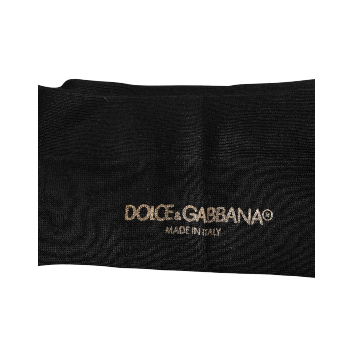 Dolce & Gabbana Black Viscose Logo Over The Calf Socks