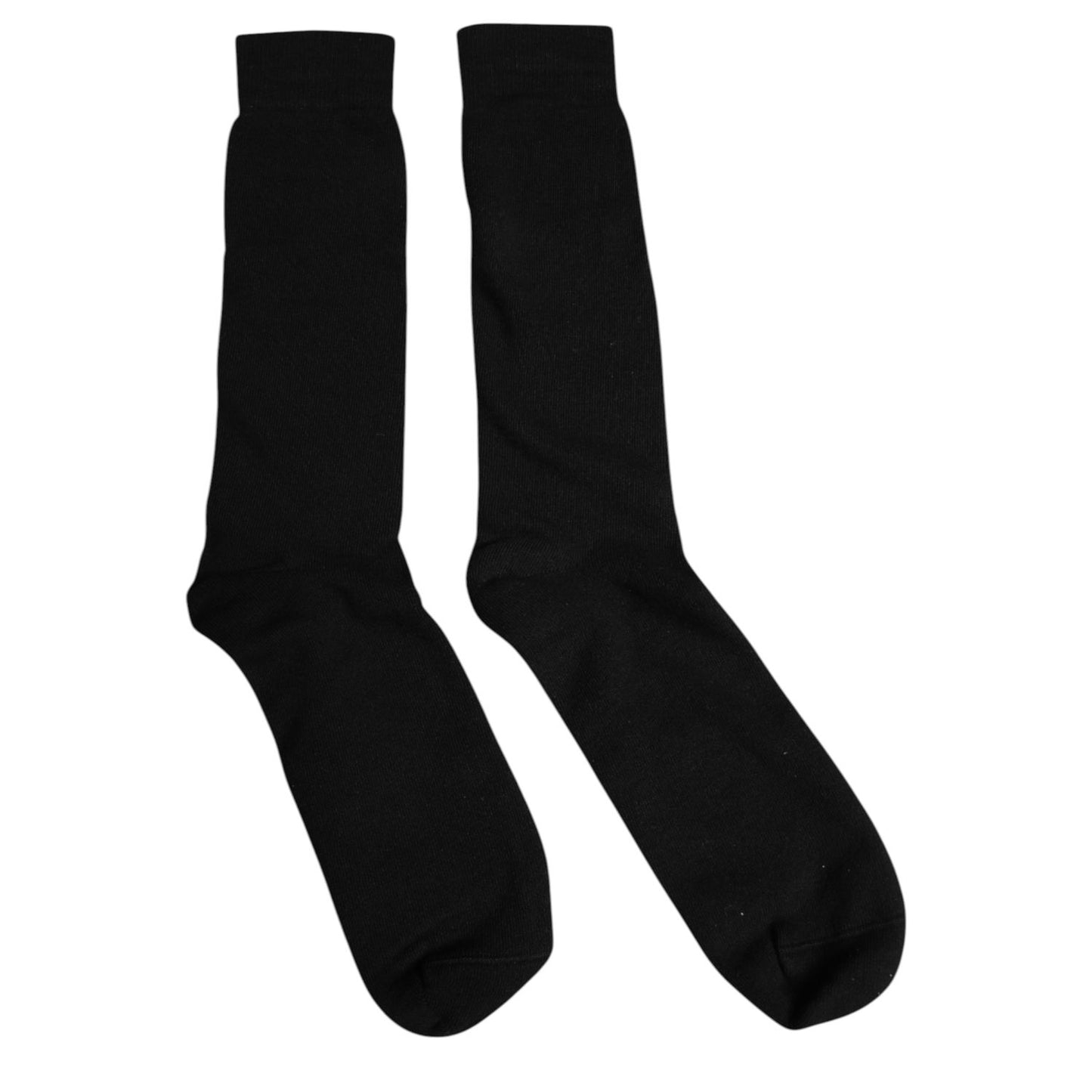 Dolce & Gabbana Black Solid Cotton Mid Calf Men Socks