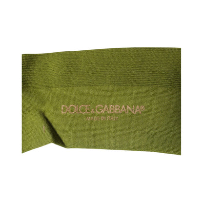 Dolce & Gabbana Green Cotton Logo Over The Calf Socks