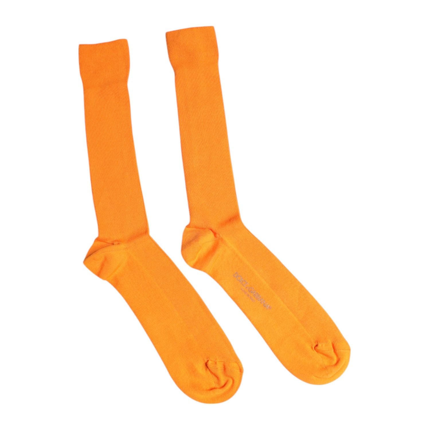 Dolce & Gabbana Orange Cotton Logo Over The Calf Socks