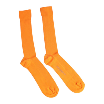 Dolce & Gabbana Orange Cotton Logo Over The Calf Socks