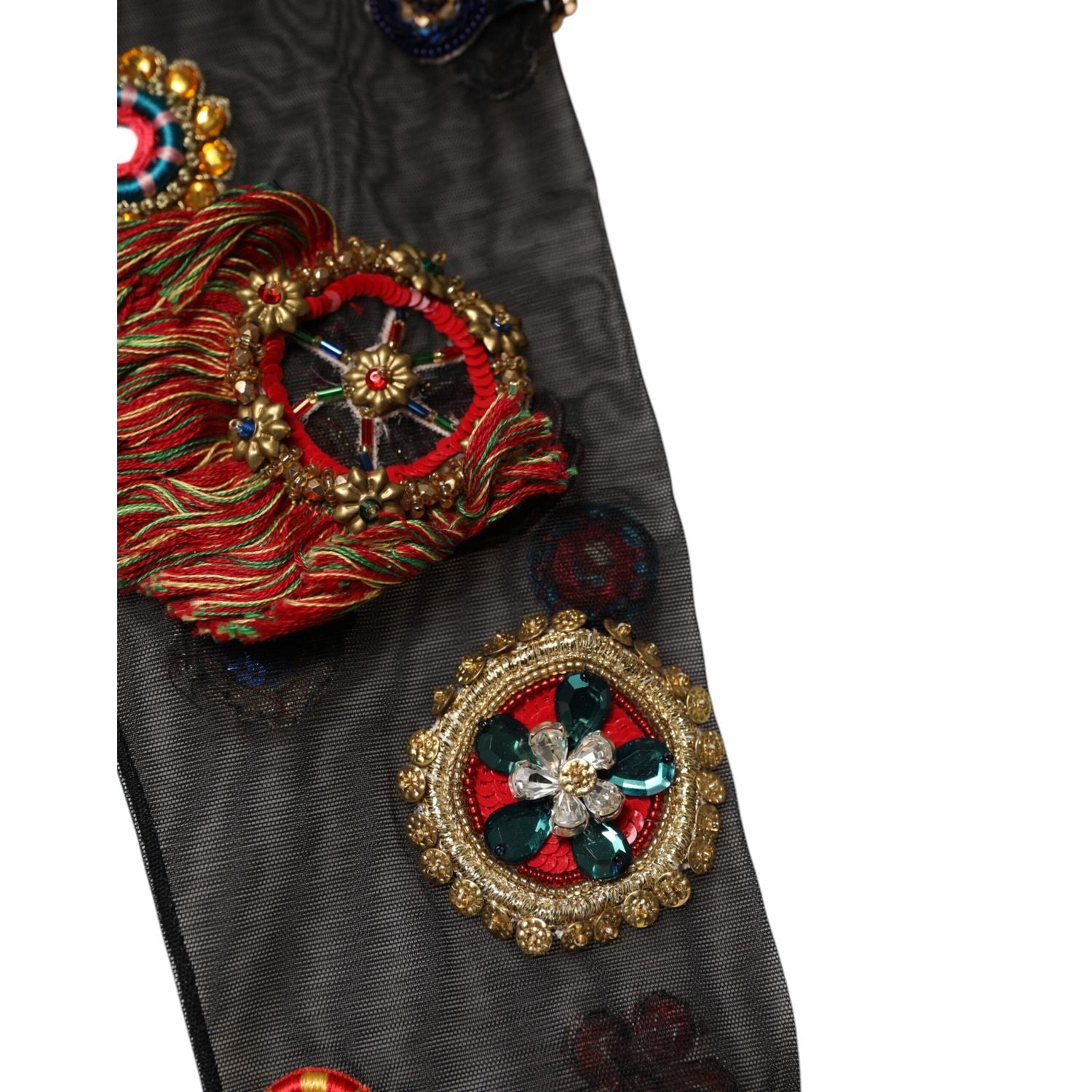 Dolce & Gabbana Black Stretch Carretto Crystal Stockings Socks