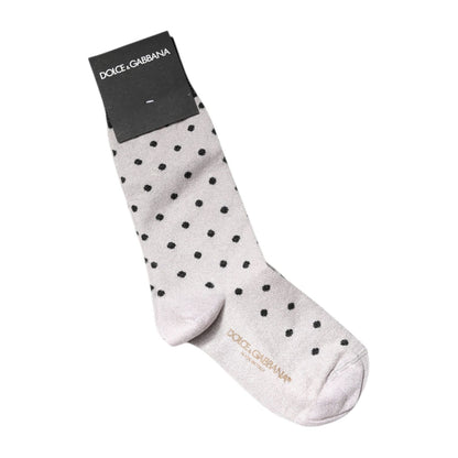 Dolce & Gabbana Gray Viscose Stretch Dotted Socks