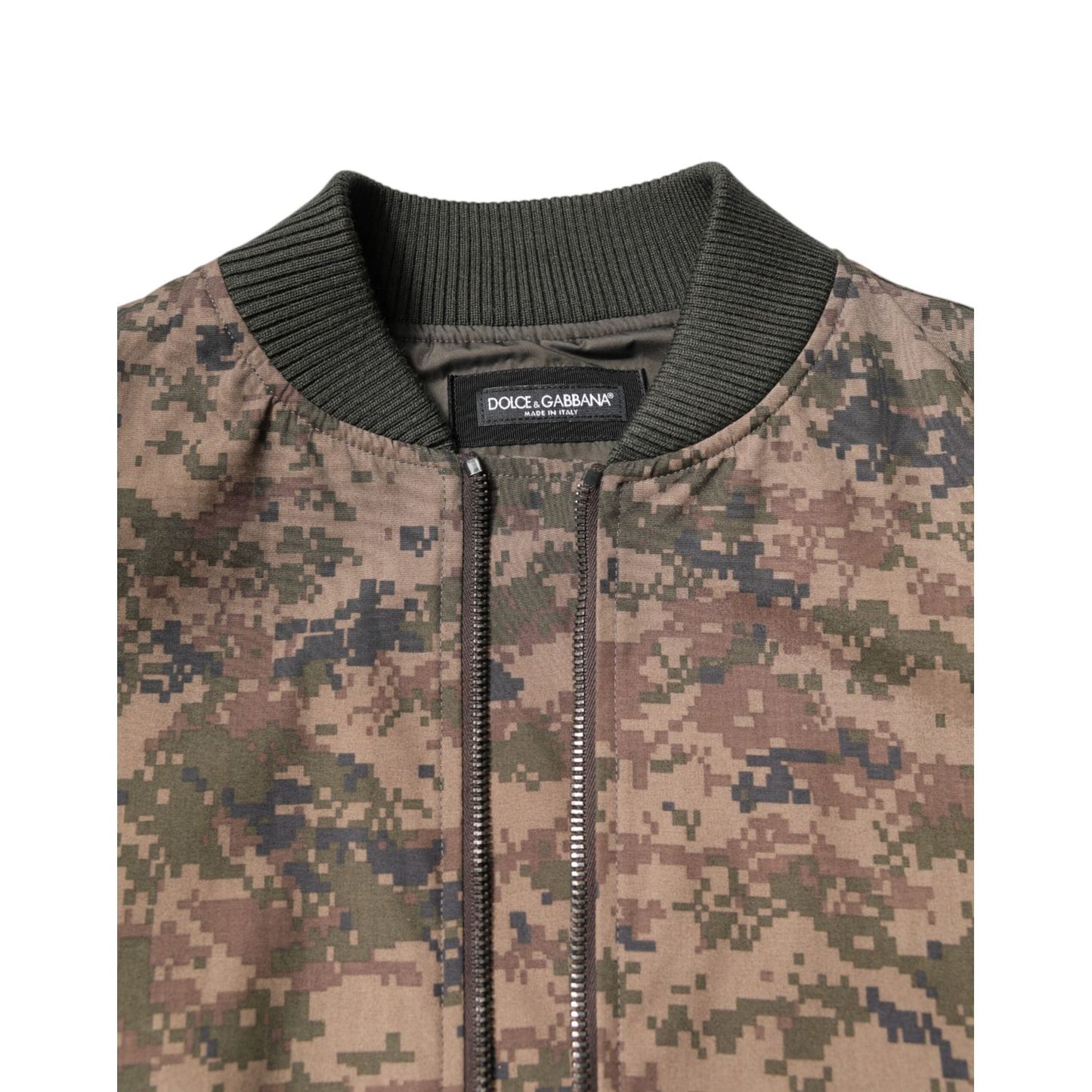 Dolce & Gabbana Brown Camouflage Bomber Full Zip Jacket