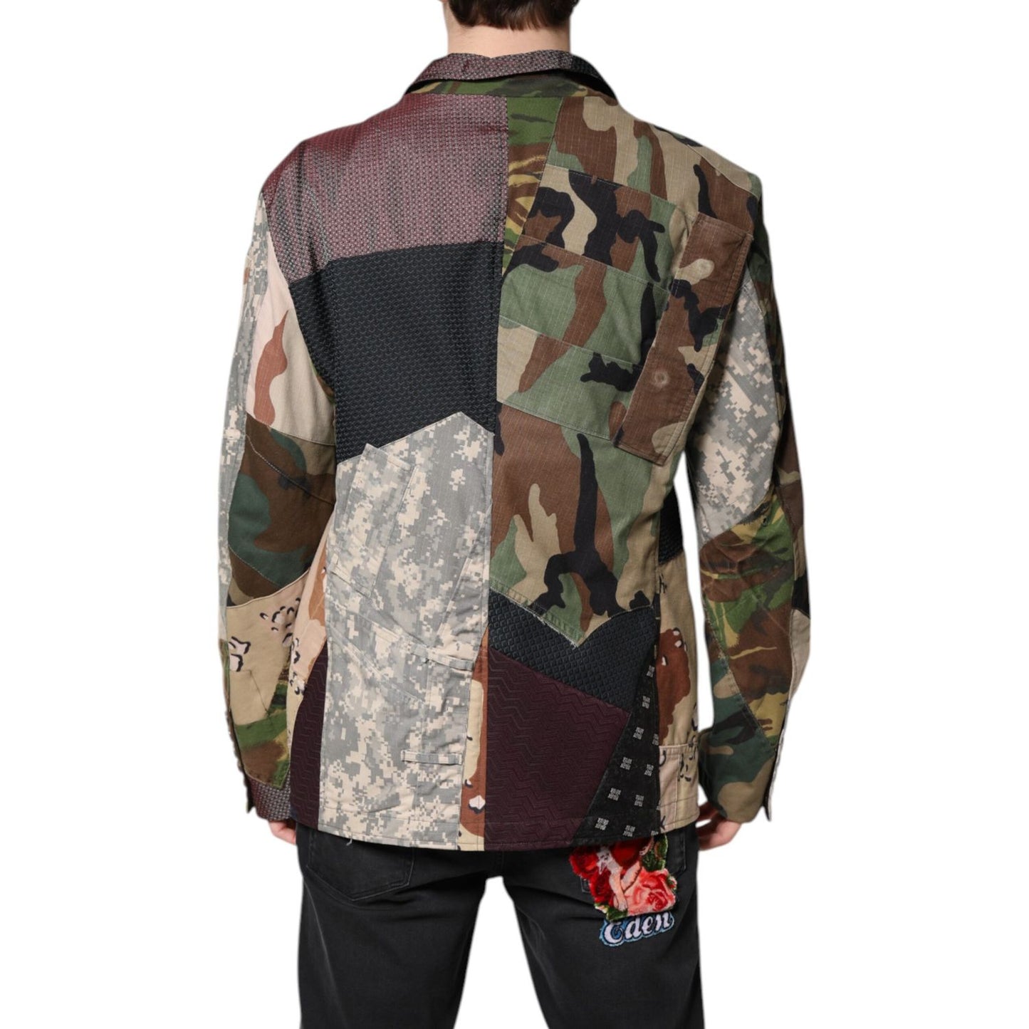 Dolce & Gabbana Multicolor Camouflage Patchwork Coat Blazer
