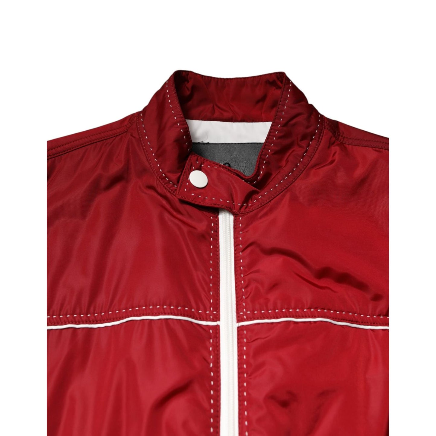 Dolce & Gabbana Red White Nylon Full Zip Men Bomber Jacket