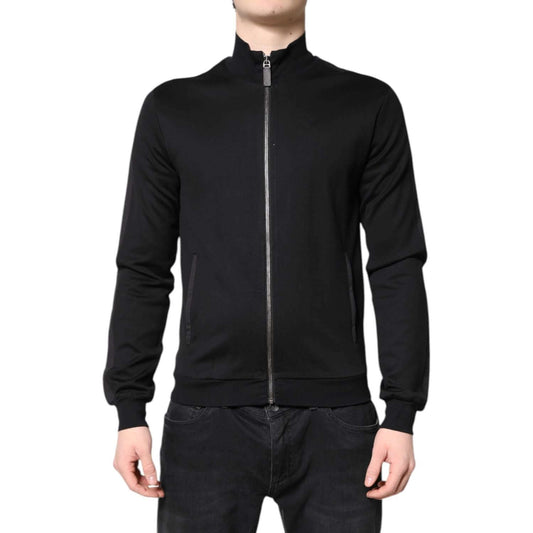 Dolce & Gabbana Black Cotton Logo Full Zip Men Bomber Jacket