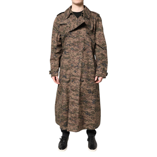 Dolce & Gabbana Multicolor Camouflage Double Breasted Coat Jacket