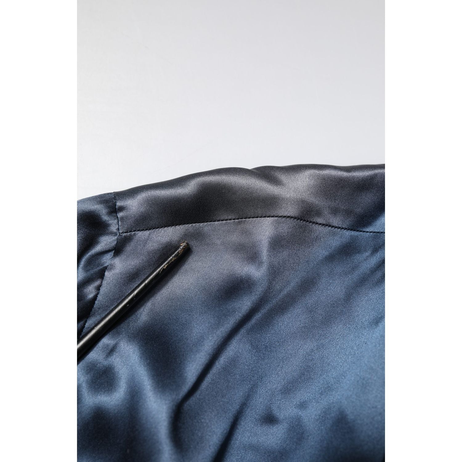 Dolce & Gabbana Blue Solid Silk Men Wrap Robe Coat Jacket