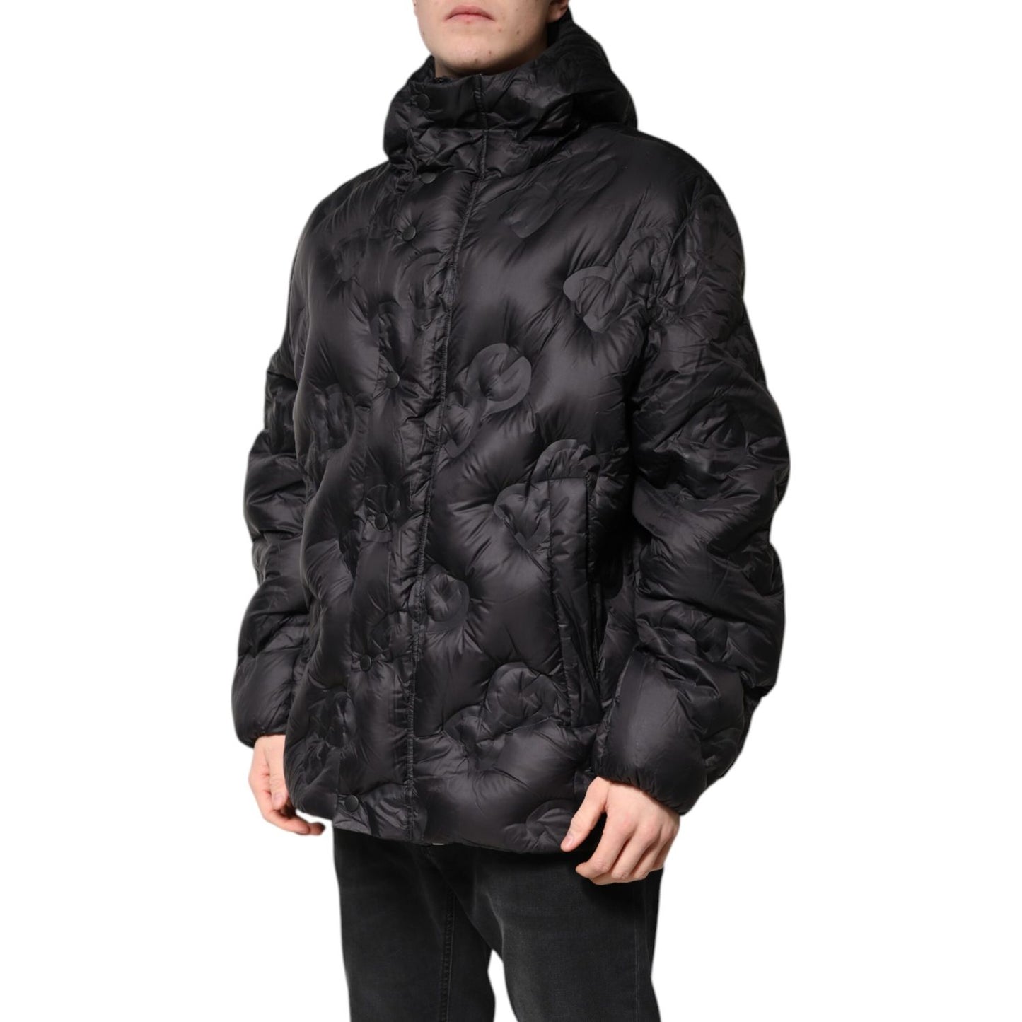 Dolce & Gabbana Black Hooded Parka Coat Winter Jacket
