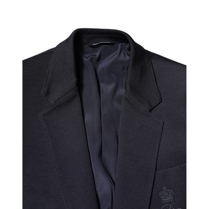 Dolce & Gabbana Black Wool Single Breasted Coat Suit Blazer