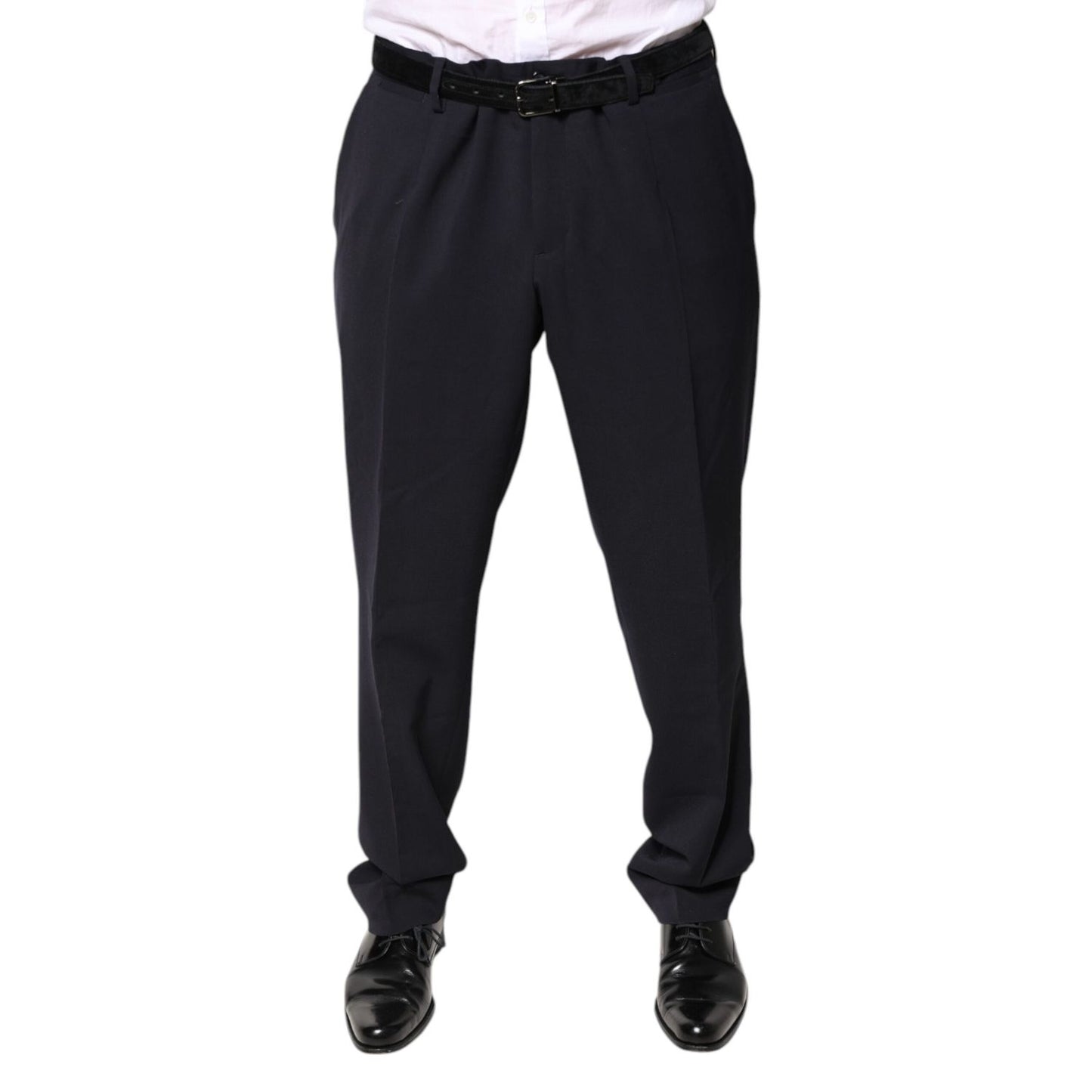 Dolce & Gabbana Black Wool Mid Waist Dress Pants