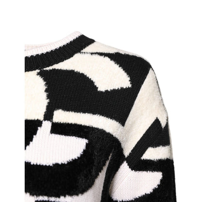 Dolce & Gabbana White Black Logo Print Women Pullover Sweater