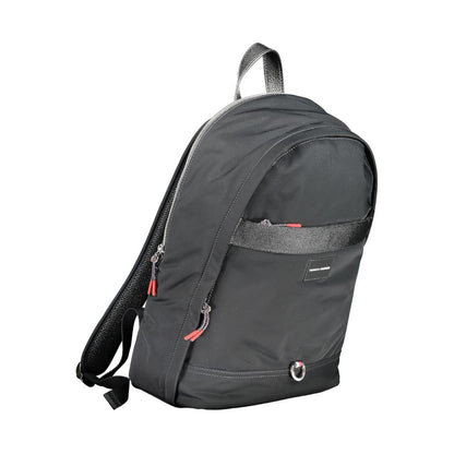 Tommy Hilfiger Black Polyester Backpack with handle, adjustable straps, laptop holder, zip closure, contrast details, logo, eco-friendly.