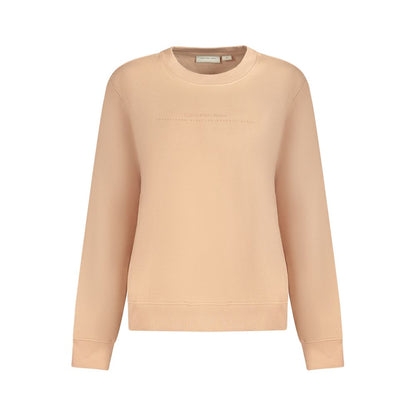 Calvin Klein Pink Cotton Women Sweater with long sleeves and iconic logo in a playful hue; stylish and comfortable for transitional seasons.