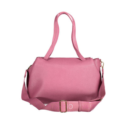 Mario Valentino Pink Polyethylene Women Handbag with double shoulder handles and adjustable strap, showcasing eco-friendly style.