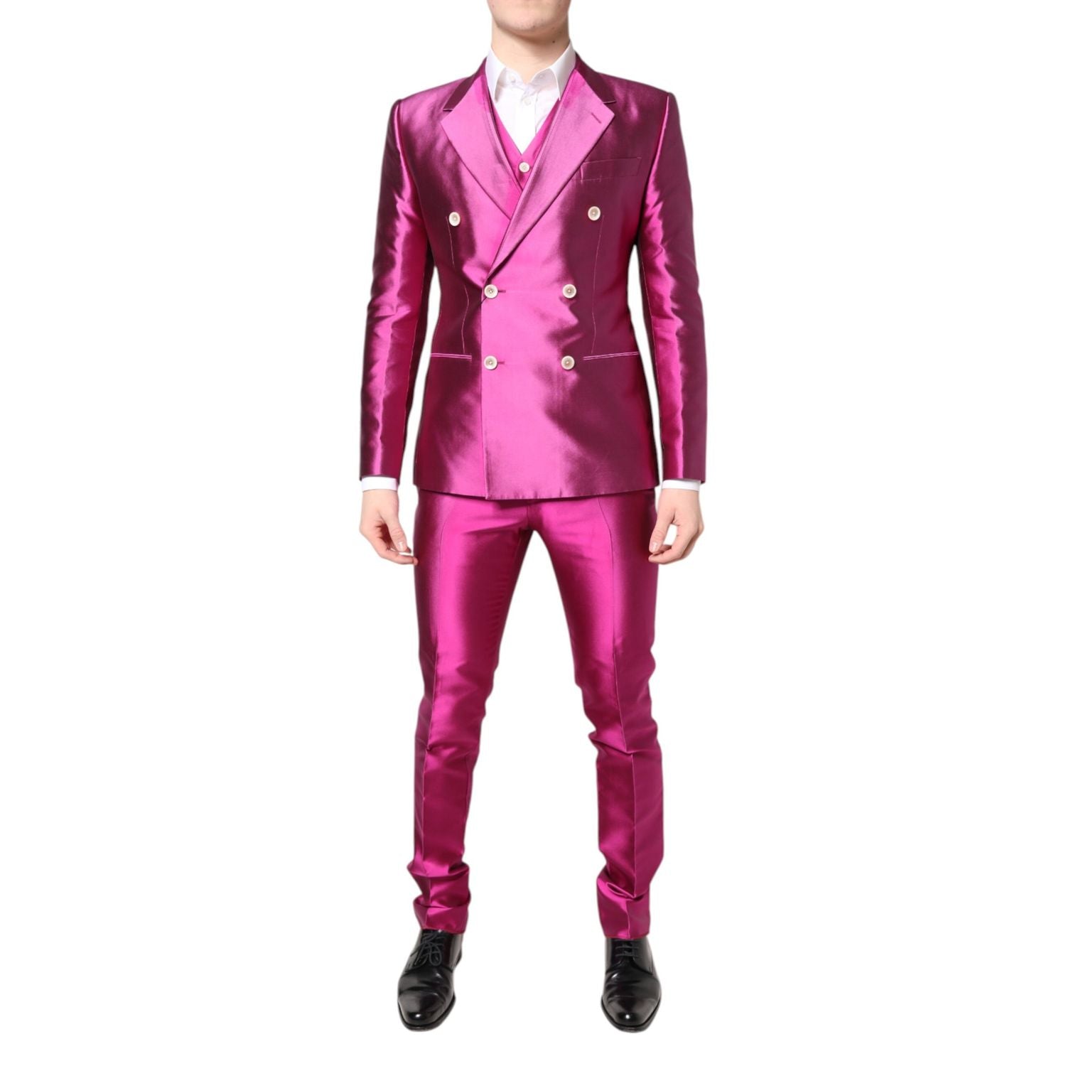 Dolce & Gabbana Pink SICILIA Double Breasted 3 Piece Suit