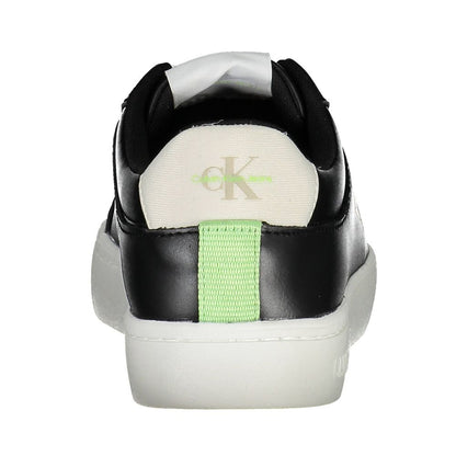 Calvin Klein Black Polyester Women Sneaker with recycled materials and sleek design, back view showing logo and contrasting accents.