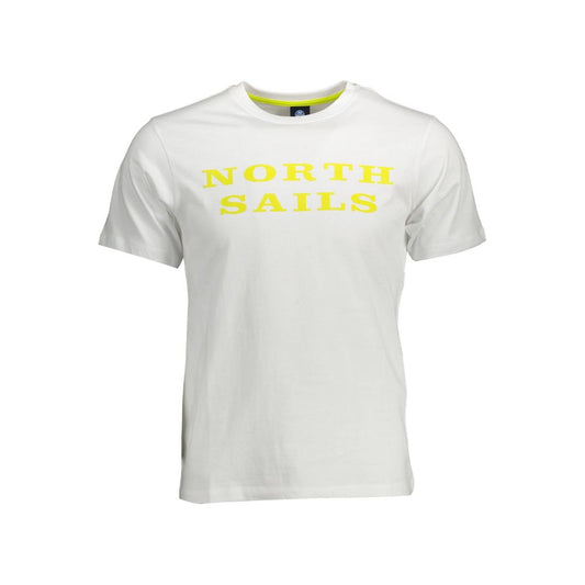 North Sails White Cotton Men T-Shirt with bold print and logo