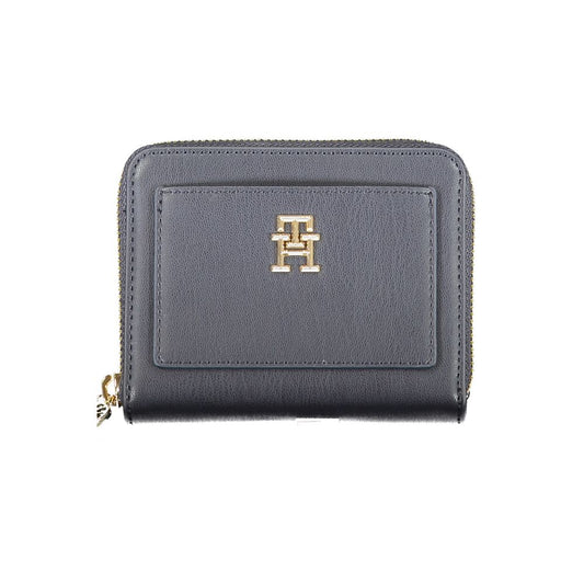 Tommy Hilfiger Blue Polyethylene Wallet with logo, zip closure, contrasting details, 2 compartments, coin purse, card slots, external pocket