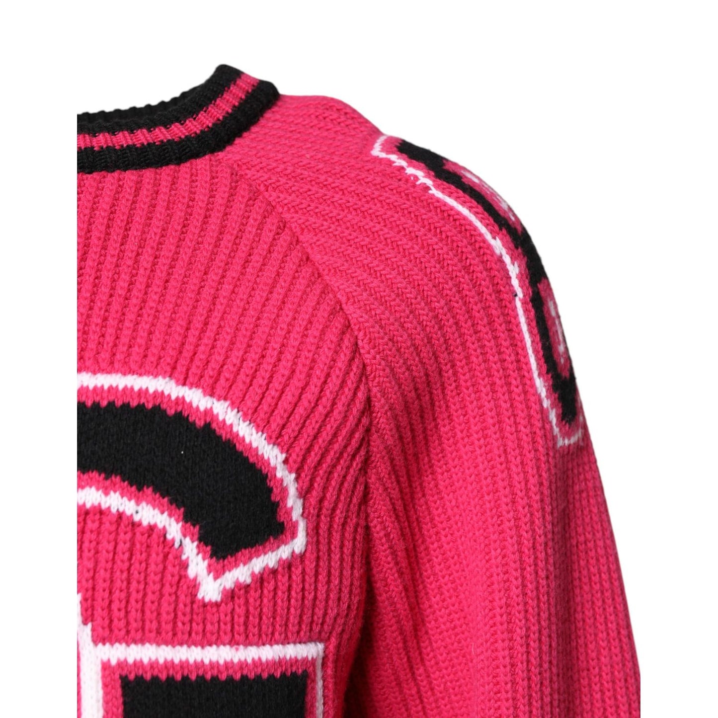 Dolce & Gabbana Pink Cotton Logo Print Knit Pullover Sweater
