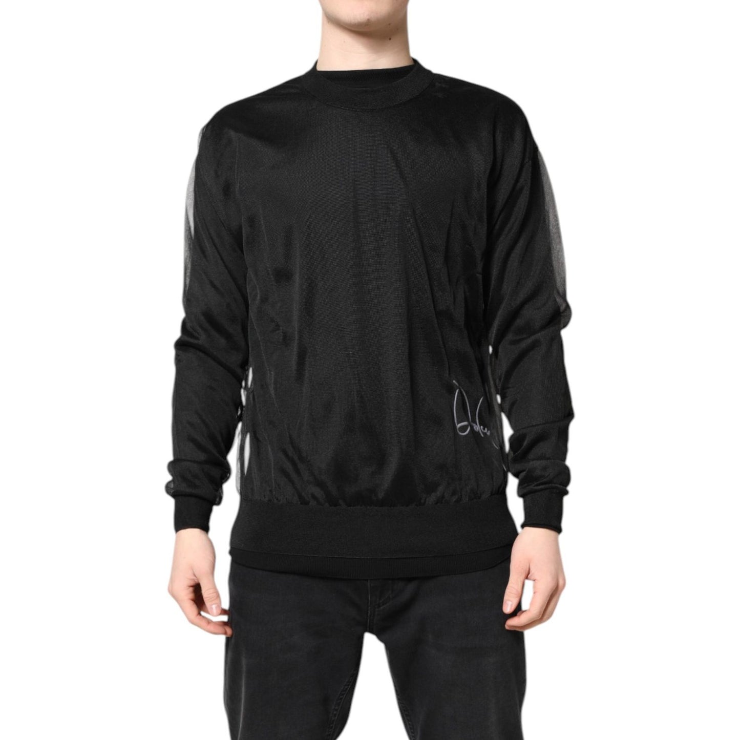 Dolce & Gabbana Black Logo Knitted Crewneck Pullover Sweater TSH878516-48