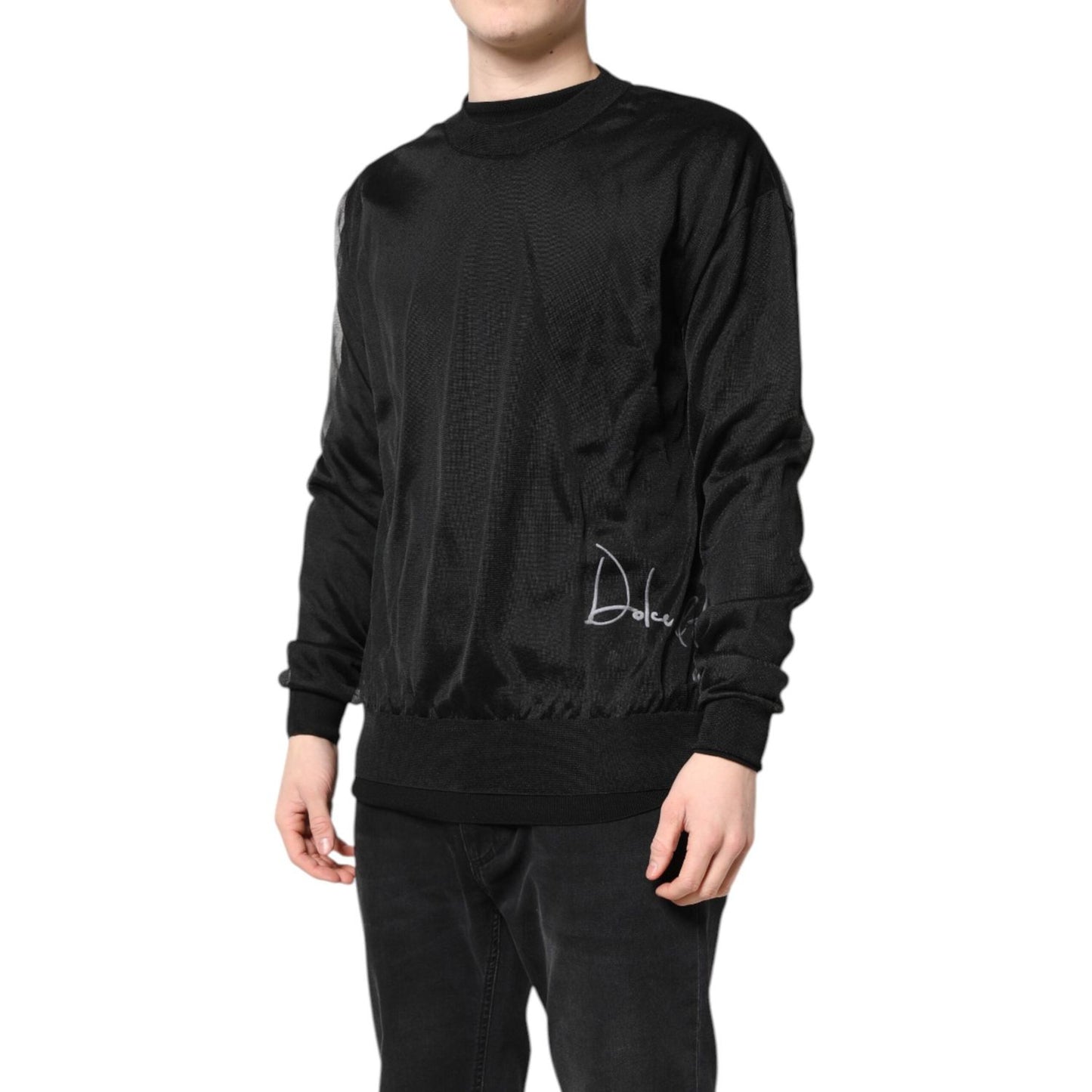 Dolce & Gabbana Black Logo Knitted Crewneck Pullover Sweater TSH878516-48