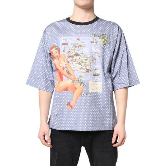 Dolce & Gabbana Light Blue Graphic Print Short Sleeve T-shirt