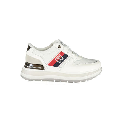 Laura Biagiotti White Polyester Women Sneaker with logo and contrasting details.