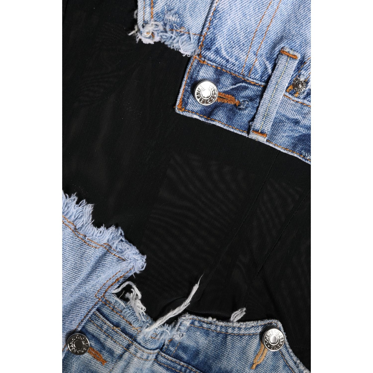 Dolce & Gabbana Black Blue Sleeveless Denim Mini Dress