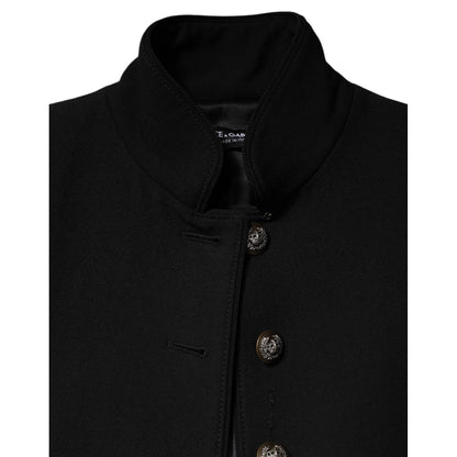 Dolce & Gabbana Black Wool Single Breasted Trench Coat Jacket