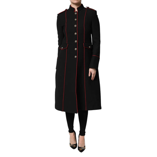 Dolce & Gabbana Black Wool Single Breasted Trench Coat Jacket