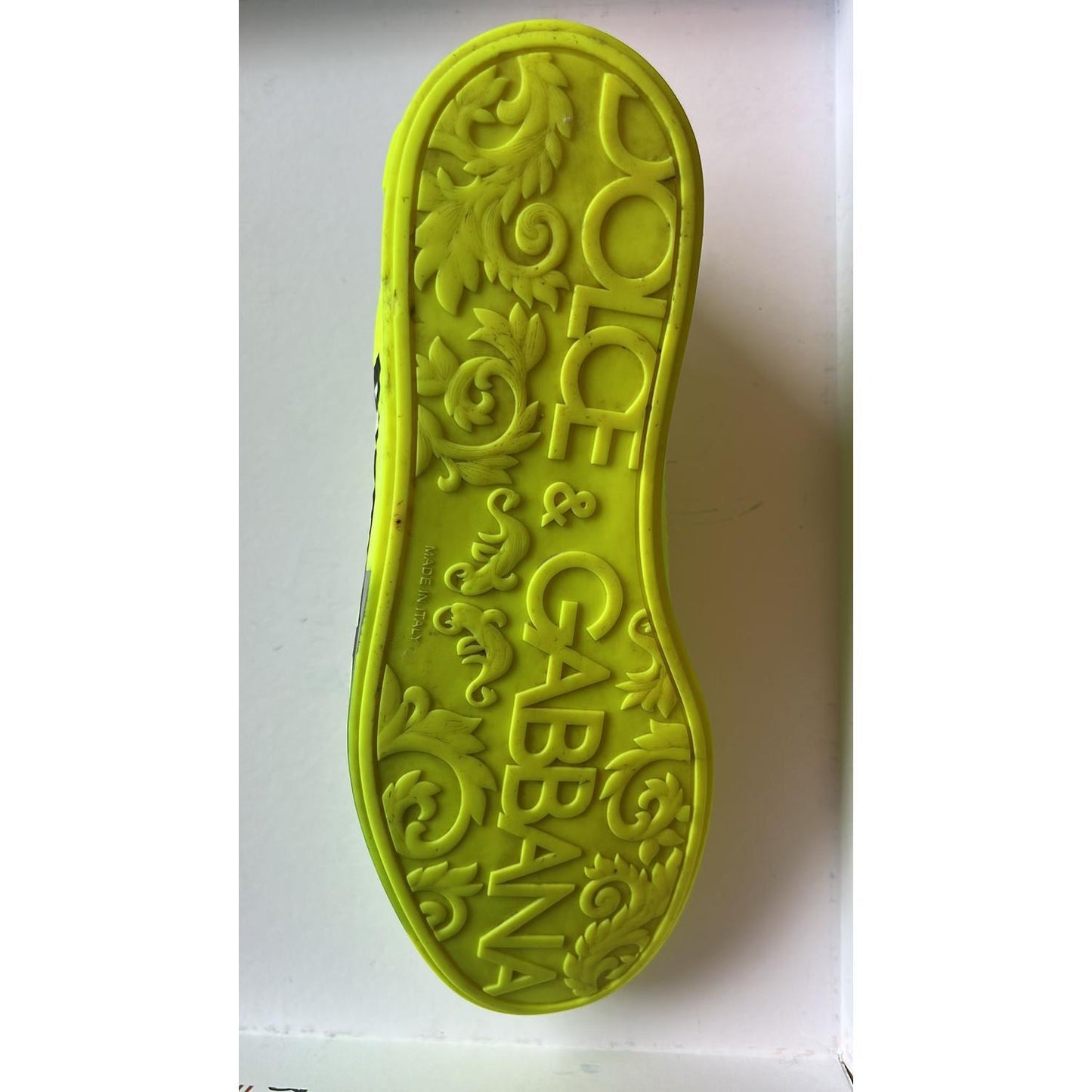 Dolce & Gabbana Neon Green Logo Tape Low Top Sneakers Shoes MV5830#1-42.5