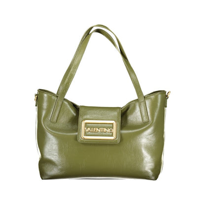 Mario Valentino Green Polyethylene Women Handbag with shoulder handles and removable strap