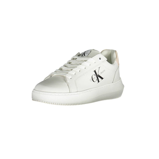 Calvin Klein White Polyester Women Sneaker with logo and recycled material for sustainable style.