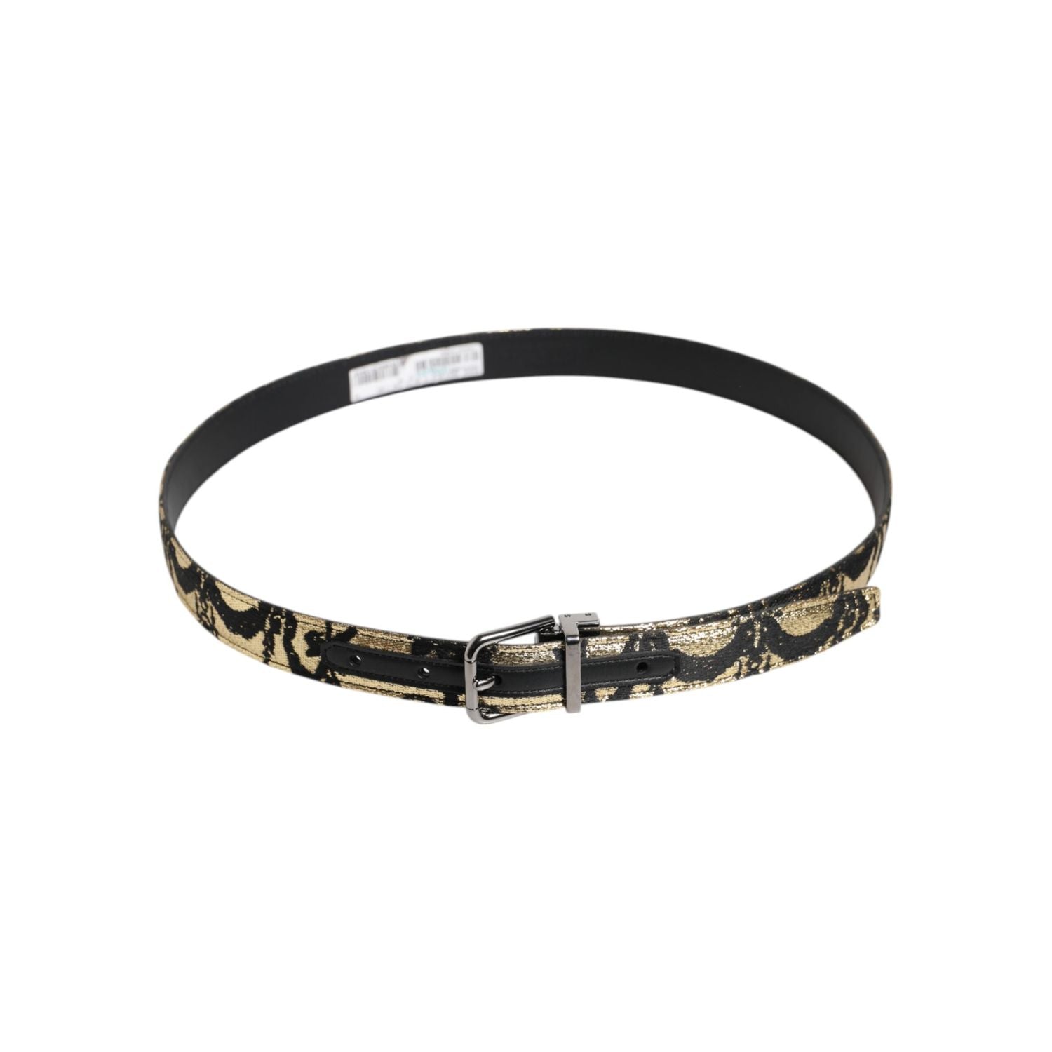 Dolce & Gabbana Multicolor Jacquard Leather Metal Buckle Belt
