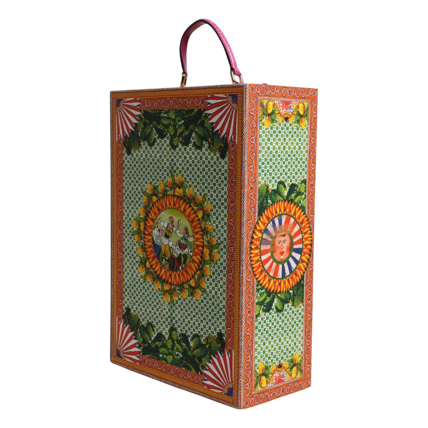 Front view with bag zipped and handles upright.