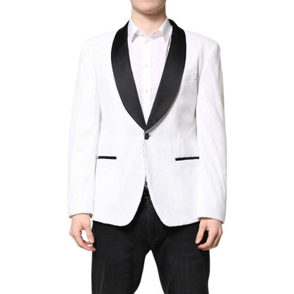 Dolce & Gabbana White Nylon Single Breasted Coat Blazer