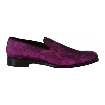 Dolce & Gabbana Purple Jacquard Loafers Dress Formal Shoes
