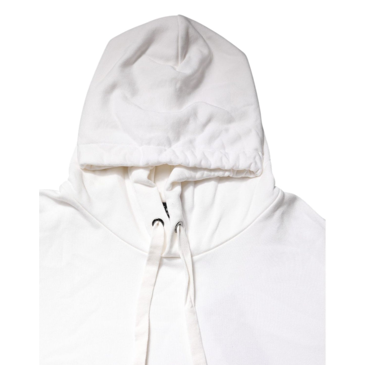 Dolce & Gabbana White Embossed Logo Hooded Sweatshirt Sweater