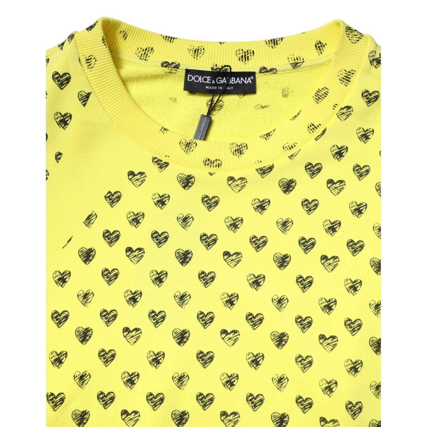 Dolce & Gabbana Yellow Heart Crew Neck Men Pullover Sweater