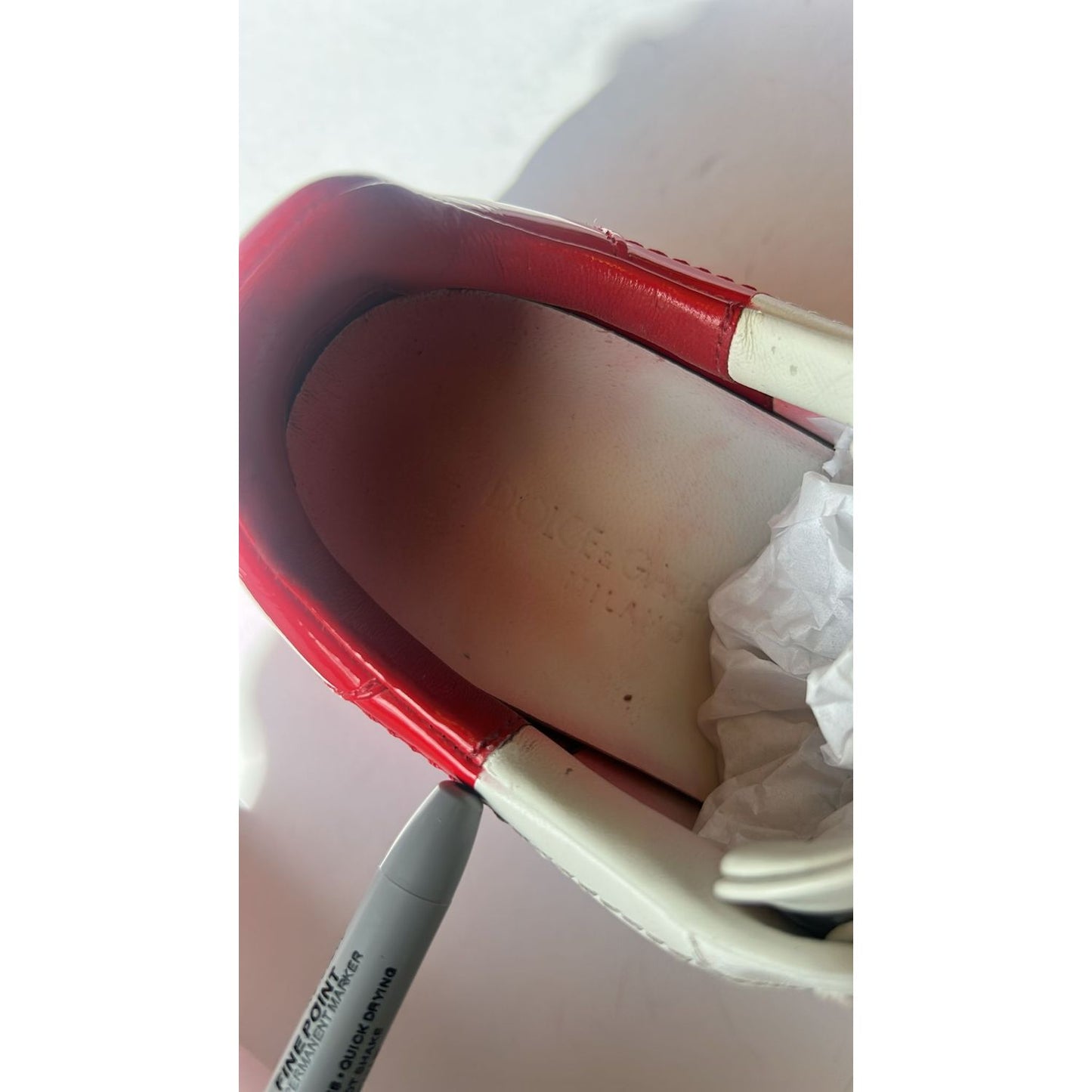 Dolce & Gabbana White Red Logo Portofino Sneakers Shoes