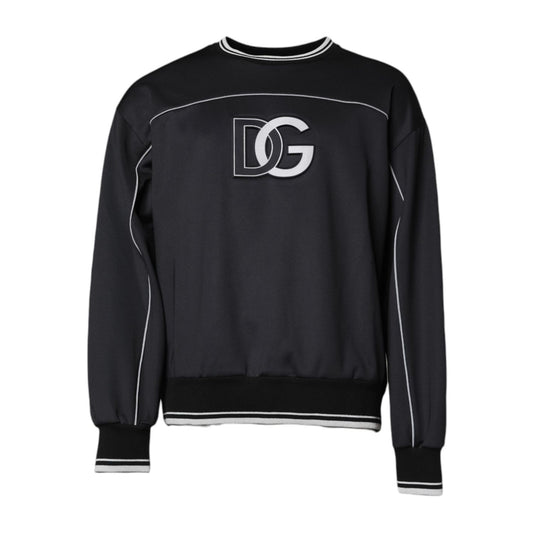 Dolce & Gabbana Black Logo Polyester Crew Neck Men Pullover Sweater