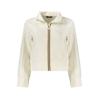 K-WAY White Polyester Women Sweater with zip and contrasting details, showcasing modern chic style.