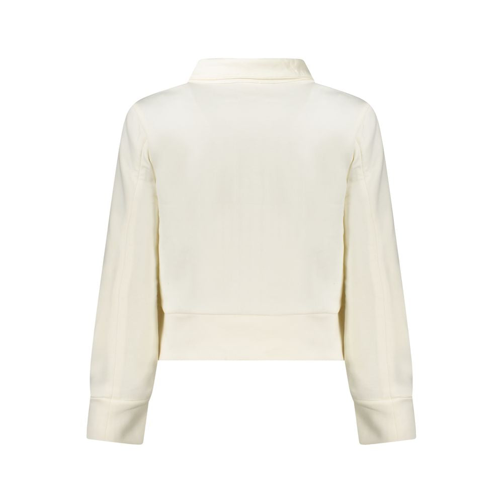 K-WAY White Polyester Women Sweater with long sleeves and zip, back view.