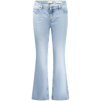 Guess Jeans Blue Cotton Women Jeans with bootcut style and chic washed effect.