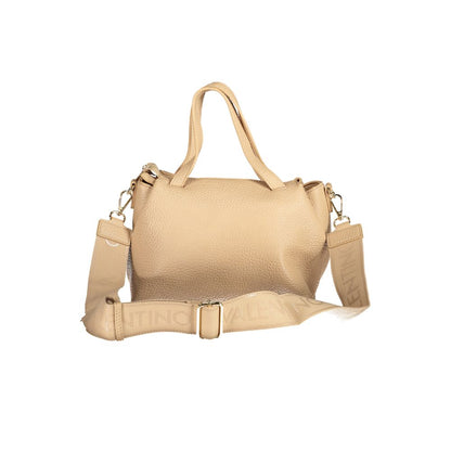 Mario Valentino Beige Polyethylene Women Handbag with adjustable strap and secure zip closure, featuring timeless elegance.