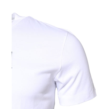 Dolce & Gabbana White Cotton Logo Patch Crew Neck T-shirt